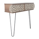 Konzolasztal párduc mintával, hajlított lábakkal, diófa - COQUILLETTES