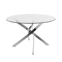 Kör alakú üveg étkezőasztal, fém lábakkal - FINCHLEY