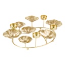 Levelekkel díszített kerek mécsestartó, arany - OMOUT