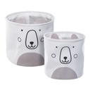 Medvés tárolókosár szett, 2 db, törtfehér - PIF