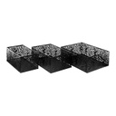 Levélmintás fém tároló szett, 3 db, fekete - PAGAILLE