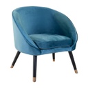 Modern bársony szövet fotel, kerekded, kék - NUAGE