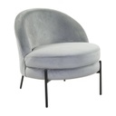 Modern kerek bársony fotel, szürke fekete fém lábbal - GALET