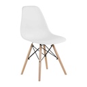 Modern műanyag szék fa lábbal, fehér - FJORD