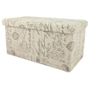 Összehajtható feliratos textil puff, 80 cm, krémszínű - LETTRES