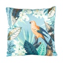 Papagáj és növénymintás díszpárna, 45x45 cm, menta - OCEANIE