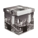 Összehajtható ülőkés tároló puff Brooklyn bridge mintával - NEW YORK BRIDGE