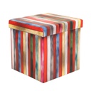 Összehajtható ülőkés tároló puff színes fa mintával - RAINBOW