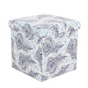 Összehajtható ülőkés tároló puff pávatoll mintával - PLUMES
