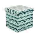 Összehajtható tároló puff kötött mintával, türkizkék - COCOONING
