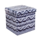 Összehajtható tároló puff kötött mintával, kékesszürke - COCOONING