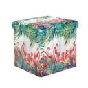 Összehajtható tároló puff flamingó mintával - FLAMINGO