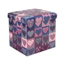 Összehajtható tároló puff szív mintával - PATCHWORK
