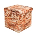 Összehajtható ülőkés tároló puff fa mintával és feliratokkal - BISTROT