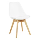 Párnázott műanyag étkezőszék, fa lábakkal, fehér - VATNAJOKULL
