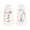 Só- borstartó szett, vonalrajz arc mintával, törtfehér-fekete - POETE