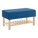 Steppelt bársony hatású pad, tárolóval és cipőpolccal, kék - EUREKA