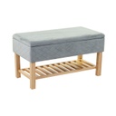 Steppelt bársony hatású pad, tárolóval és cipőpolccal, szürke - EUREKA