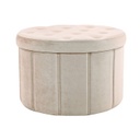 Steppelt tárolós kerek bársony ülőke, bézs - CHAMADE