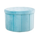 Steppelt tárolós kerek bársony ülőke, világoskék - CHAMADE