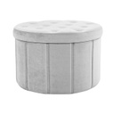 Steppelt tárolós kerek bársony ülőke, világosszürke - CHAMADE