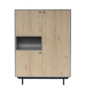 Tálaló komód 3 ajtóval, szürke - sonoma tölgy - LONG ISLAND