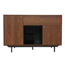 Tálaló komód, fekete - diófa - MANHATTAN