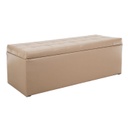 Ülőkés tároló pad, műbőr, 130 cm, világosbarna - MADISON