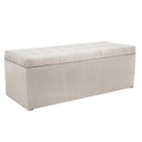 Ülőkés tároló puff szürkés bézs velúr, 130 cm - MADISON