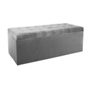 Ülőkés tároló puff, velúr, 130 cm, szürke - MADISON