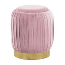 Tárolós bársony ülőke, bordázott varrással, arany talppal, púderrózsaszín - SULTANE