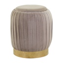 Tárolós bársony ülőke, bordázott varrással, arany talppal, bézs - SULTANE