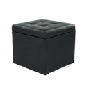 Ülőkés műbőr tároló puff, 51 cm, fekete - MADISON