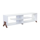 TV állvány polcokkal, X lábbal, fehér-diófa - ECLAIR