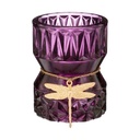 Üveg mécsestartó, szitakötővel, lila - JARDIN D'HIVER