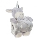 Unikornis plüss és takaró, csillag mintával, világosszürke - DOUDOU