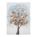 Vászon falikép, fát ábrázoló festmény, 50x70 cm, barna-fehér - MAGICARBRE