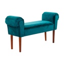 Ülőpad karfával velúr, olajzöld, barna lábbal- BOUDOIR