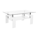 Üveg dohányzóasztal polccal, fehér - PIXEL