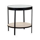 Üveg dohányzóasztal, órával, fekete - TIC-TAC