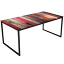 Üveg dohányzóasztal színes fa mintával, 105 cm - RAINBOW