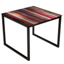 Üveg dohányzóasztal színes fa mintával, 50 cm - RAINBOW