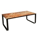 Üveg dohányzóasztal fa mintával - BISTROT