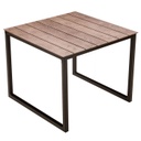 Üveg dohányzóasztal fa mintával, 50 cm - LOFT