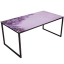 Üveg dohányzóasztal lila virág mintával, 105 cm - ARIZONA FLOWER
