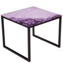 Üveg dohányzóasztal lila virág mintával, 50 cm - ARIZONA FLOWER