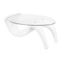 Üveg dohányzóasztal, magasfényű fehér - FUSION