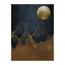 Vászon falikép, Hold absztrakt hegyekkel, 75x100 cm, kék-barna - LUNE