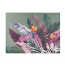 Vászon falikép, levelek, 75x100 cm, sötétzöld-lila - EXOTIQUE EN MAUVE