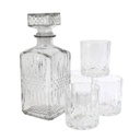 Whisky-s tároló üveg, 4 db pohárral, átlátszó - PUB